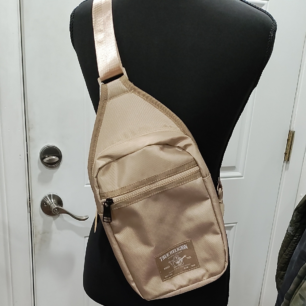 True Religion Beige Sling Bag for Men